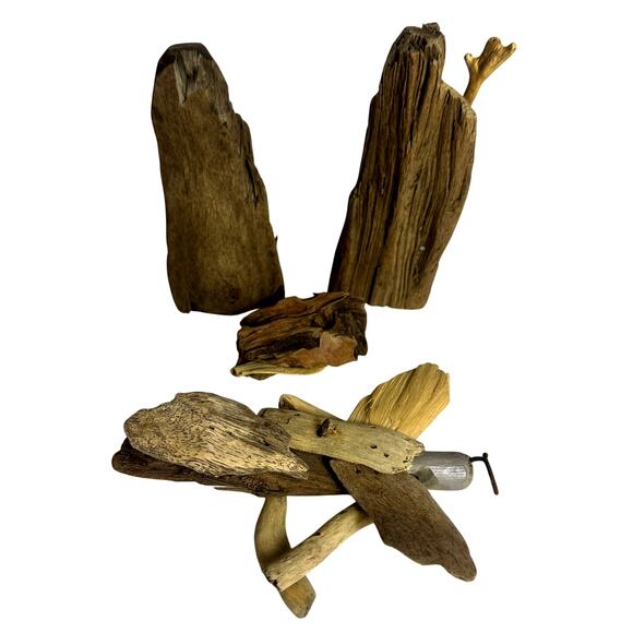 Handcrafted Art Design Driftwood Holy Family Angel 5PC Nativity Manger-Rare Find - Picture 11 of 14